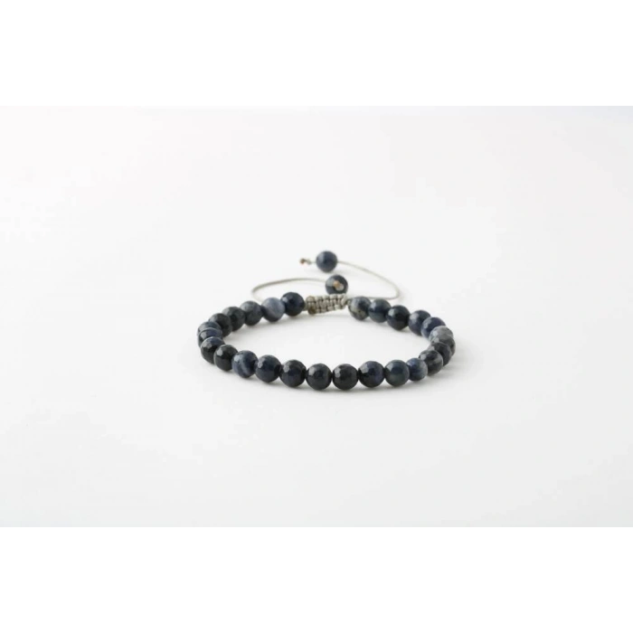 Dumortierit 6mm Merdiven Kapama Doğal Taş Bileklik