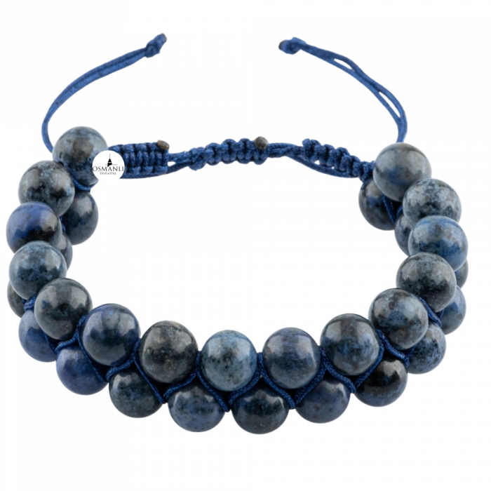 Dumortierit 8mm Çift Sıra Makrome Doğal Taş Bileklik