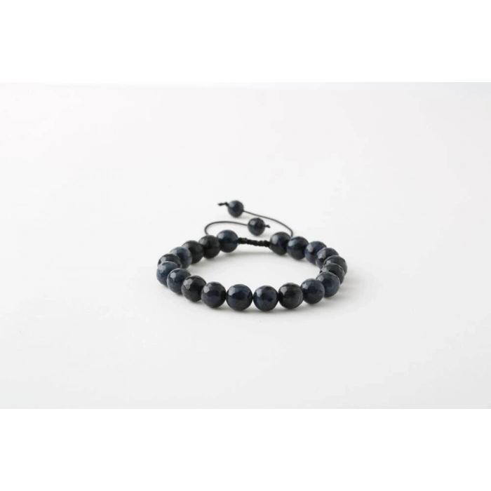 Dumortierit 8mm Merdiven Kapama Doğal Taş Bileklik