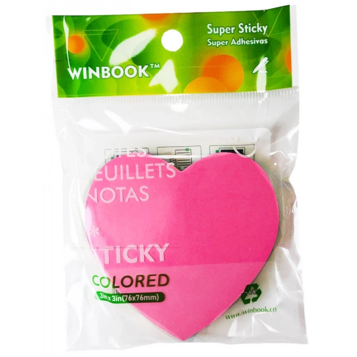 Ente Yapışkanlı Not Kağıdı 76x76 Kalp Neon 5 Renk 12li DK109