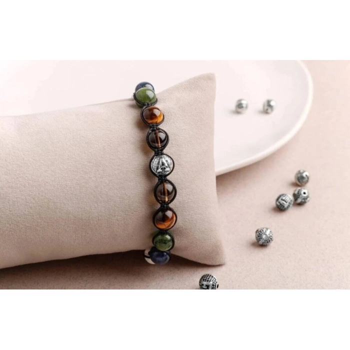 Erkek Öğrenci Doğal Taş Harfli Bileklik