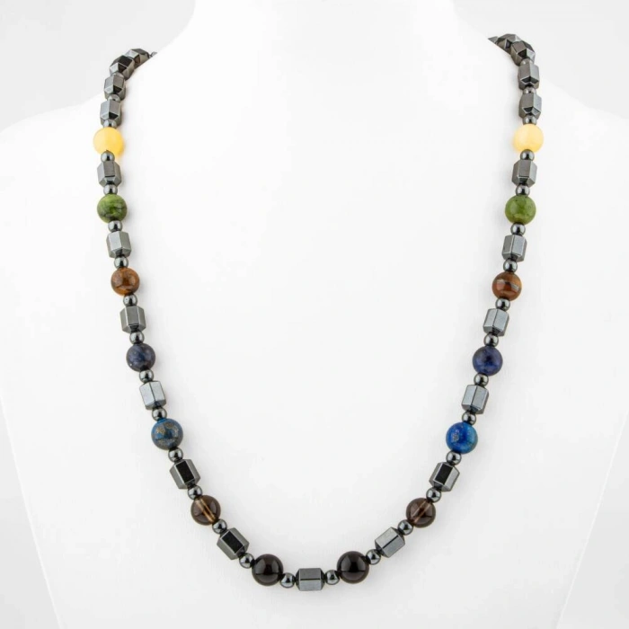 Erkek Öğrenci Hematit Doğal Taş Kolye