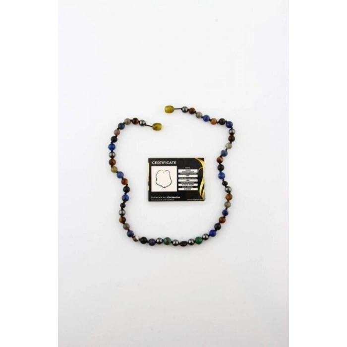 Erkek Öğrenci Kolye- Lapis, Sodalit, Kehribar, Labradorit, Kaplan Gözü, Krizokol, Akik, Obsidyen, Hematit