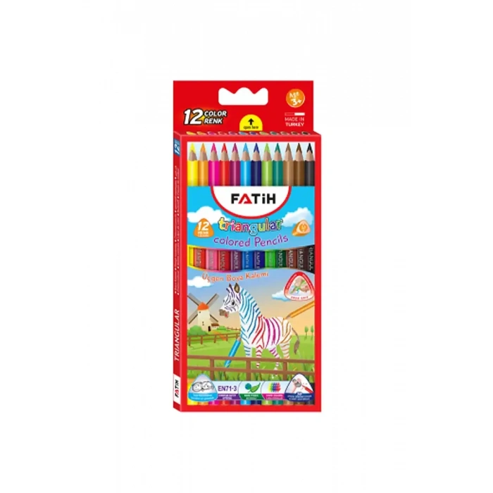 Fatih Karton Kutu Jumbo Kuru Boya Kalemi 12 Renk Tam Boy