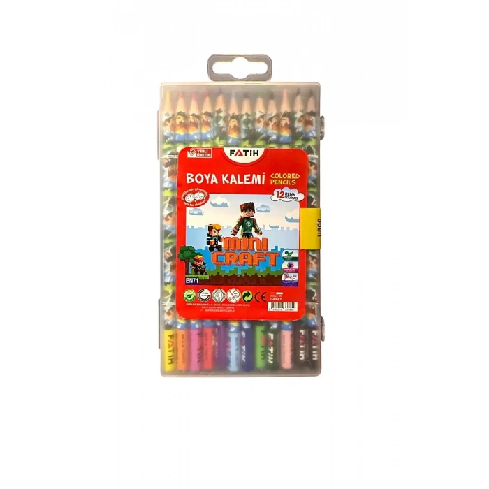 Fatih Mini Craft Plastik Kutu Kuru Boya Kalemi 12 Renk Tam Boy