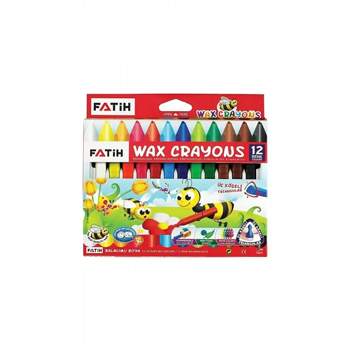 Fatih Üçgen Mum Boya 12 Renk Tam Boy