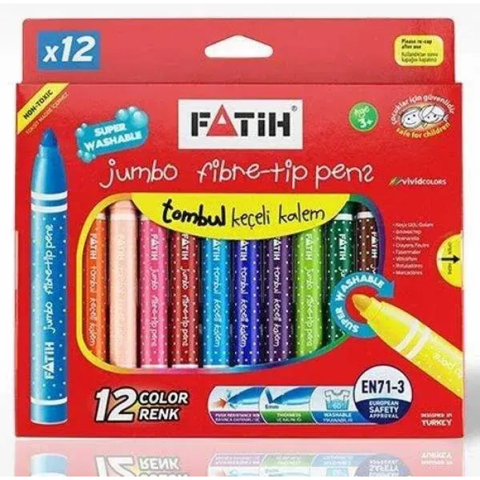 Fatih Yıkanabilir Jumbo Keçeli Kalem 12 Lı