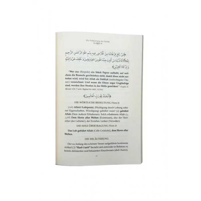 Fatiha Tefsiri Almanca - Karton Kapak