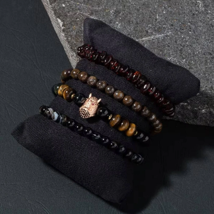 Fiziki Güç Şefkat Doğal Taş Erkek Bileklik Seti