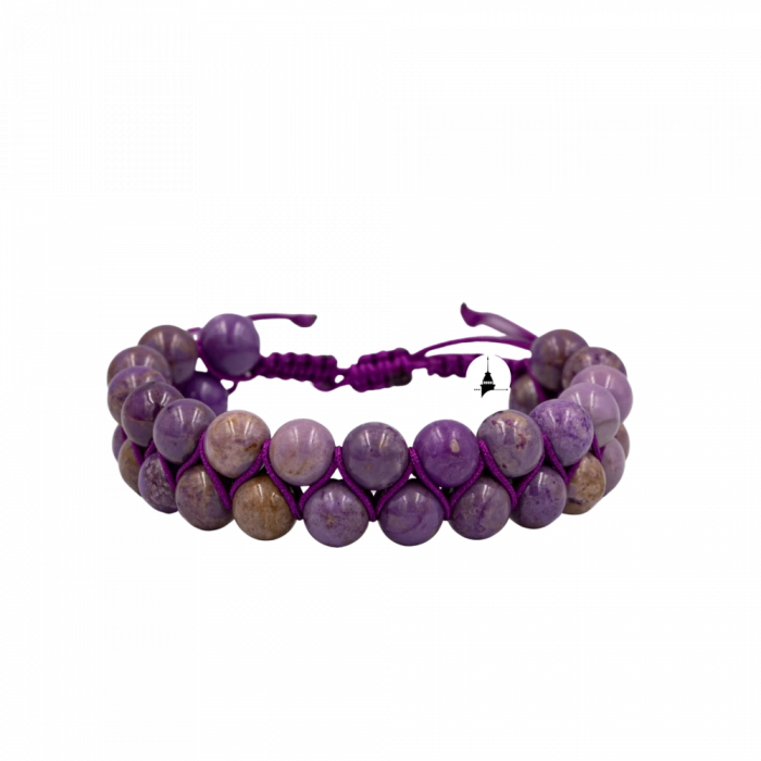 Fosfosiderit 8mm Çift Sıra Makrome Doğal Taş Bileklik