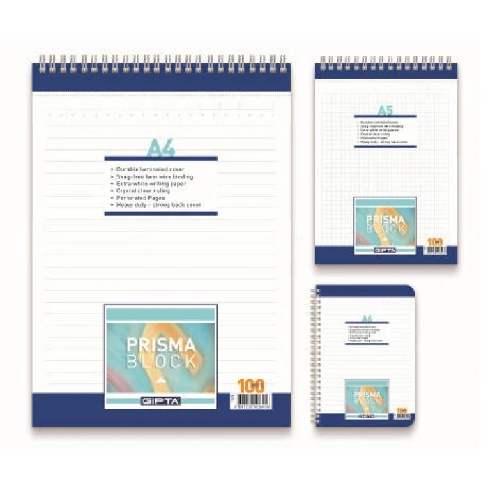 Gıpta Bloknot Prisma Kareli Defter 100 Yp A4 Karton Kapak Spiralli