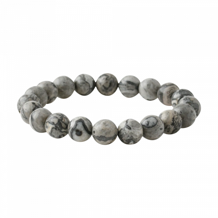 Gri Jasper 10mm Doğal Taş Bileklik