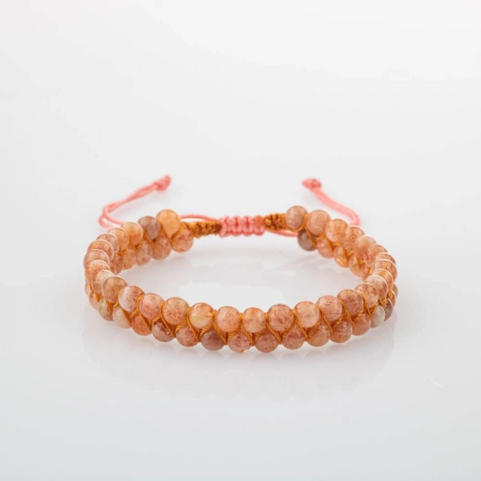 Güneş Taşı 4mm Çift Sıra Doğal Taş Bileklik