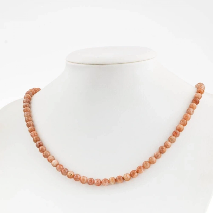 Güneş Taşı 6 mm Dizi Doğal Taş Kolye