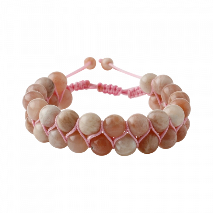 Güneş Taşı 8mm Çift Sıra Makrome Doğal Taş Bileklik