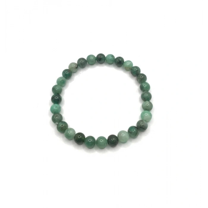 Hakiki Doğal Sertifikalı Zümrüt Doğal Taş Misinalı Bileklik 6mm