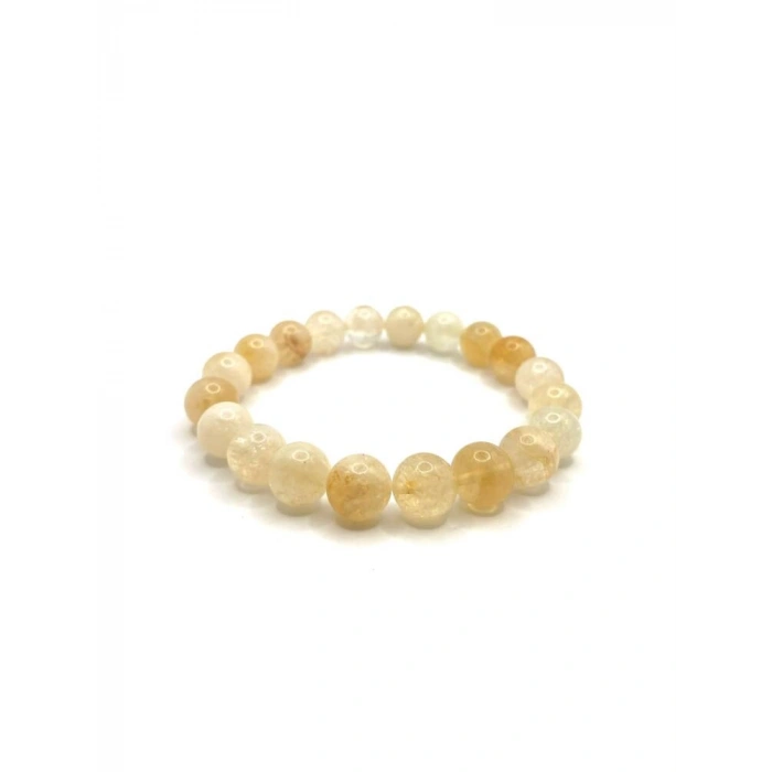 Hakiki Doğal Sitrin Doğal Taş Misinalı Bileklik 10mm