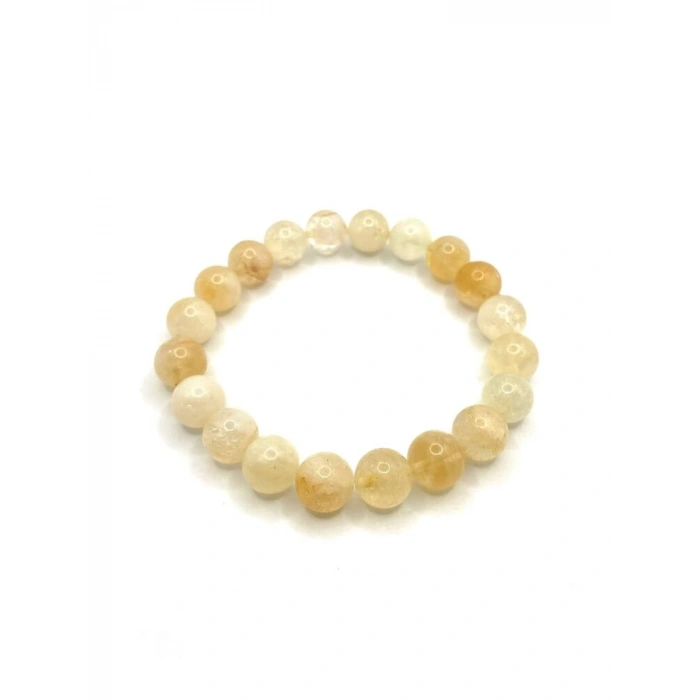 Hakiki Doğal Sitrin Doğal Taş Misinalı Bileklik 10mm