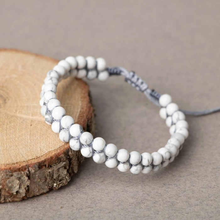 Havlit 4mm Çift Sıra Doğal Taş Bileklik