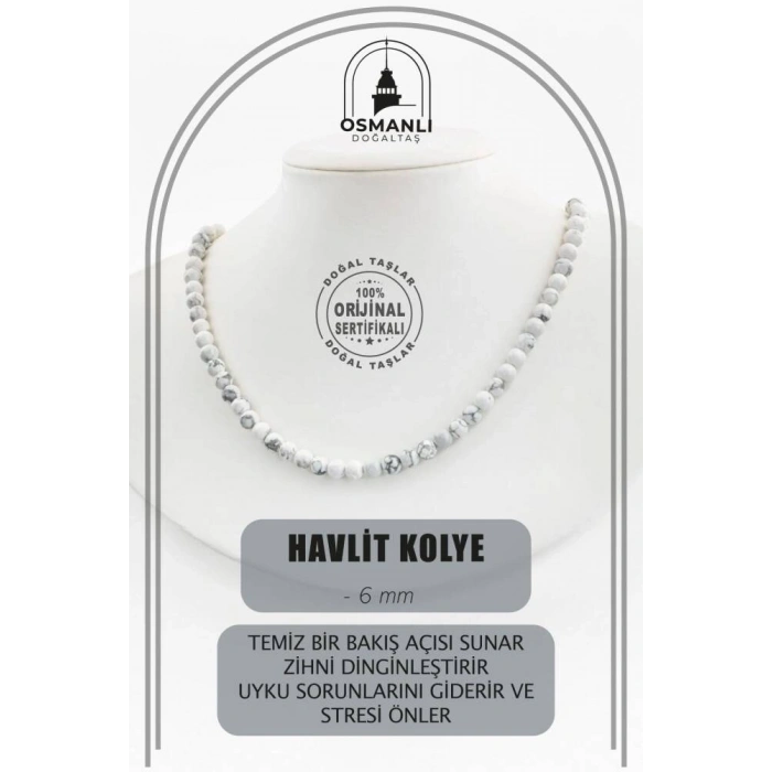 Havlit 6 mm Dizi Doğal Taş Kolye