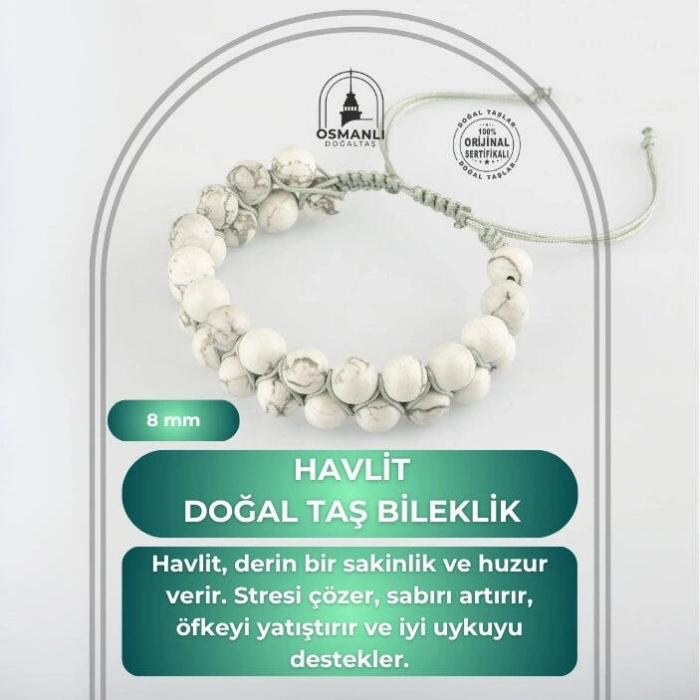 Havlit 8mm Çift Sıra Makrome Doğal Taş Bileklik