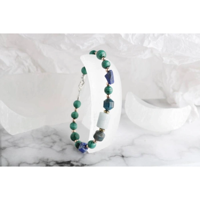Hazel, Malahit-Lapis-Apatit-Akuamarin Doğal Taş Bileklik