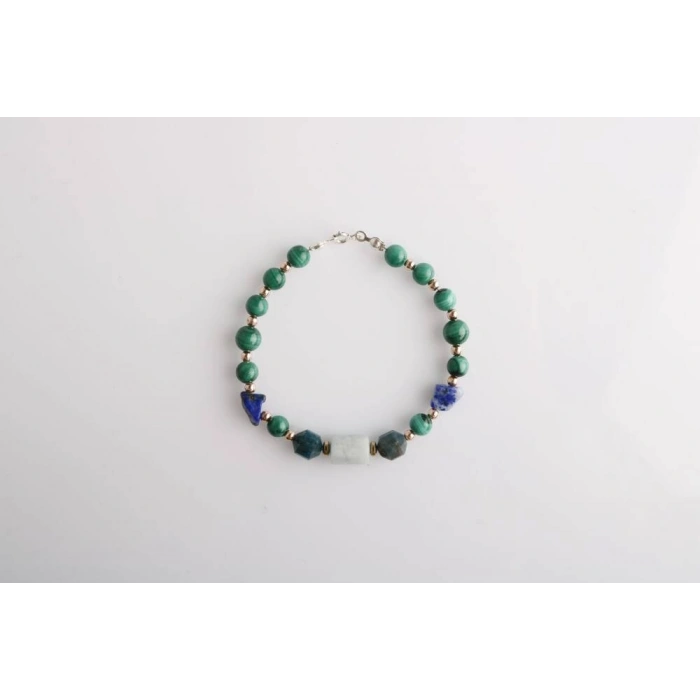 Hazel, Malahit-Lapis-Apatit-Akuamarin Doğal Taş Bileklik