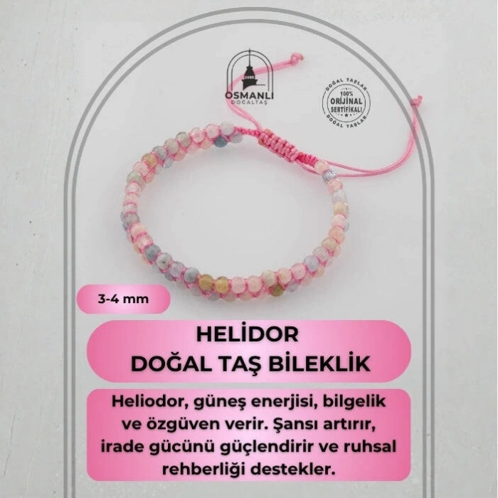 Helidor 3-4mm Çift Sıra Doğal Taş Bileklik