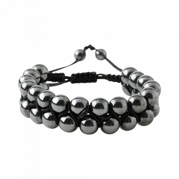 Hematit 8mm Çift Sıra Makrome Doğal Taş Bileklik