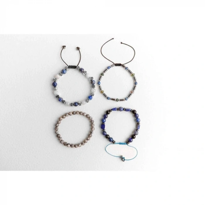 Hematit-Lapis-Jasper Erkek Doğal Taş Bileklik Seti