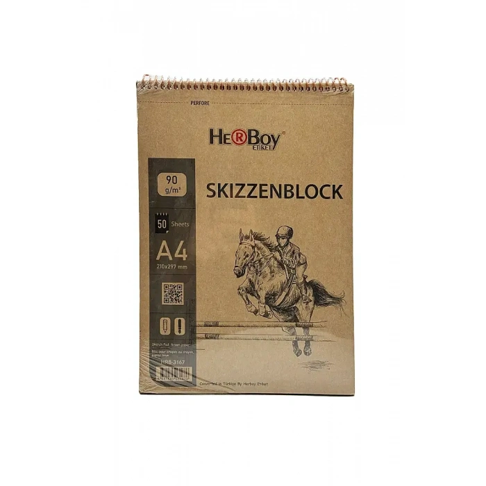 Herboy Skızzenblock A4 90 gr Kraft Dik Spr 50 Li