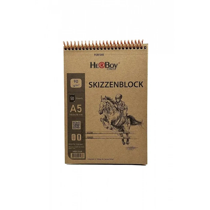 Herboy Skızzenblock A5 90 gr Kraft Dik Spr 50 Li