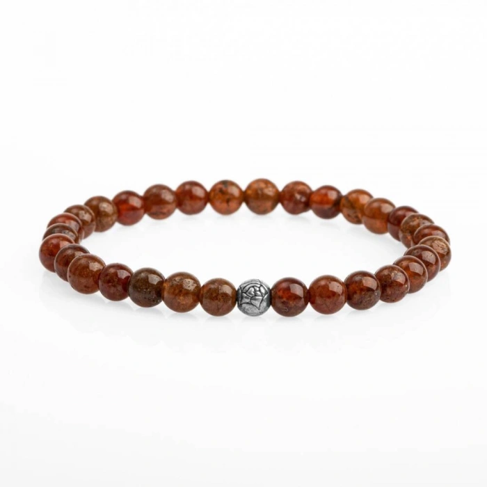 Hessonit Lal 6mm Doğal Taş Bileklik