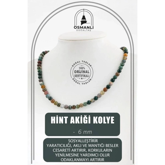 Hint Akiği 6 mm Dizi Doğal Taş Kolye