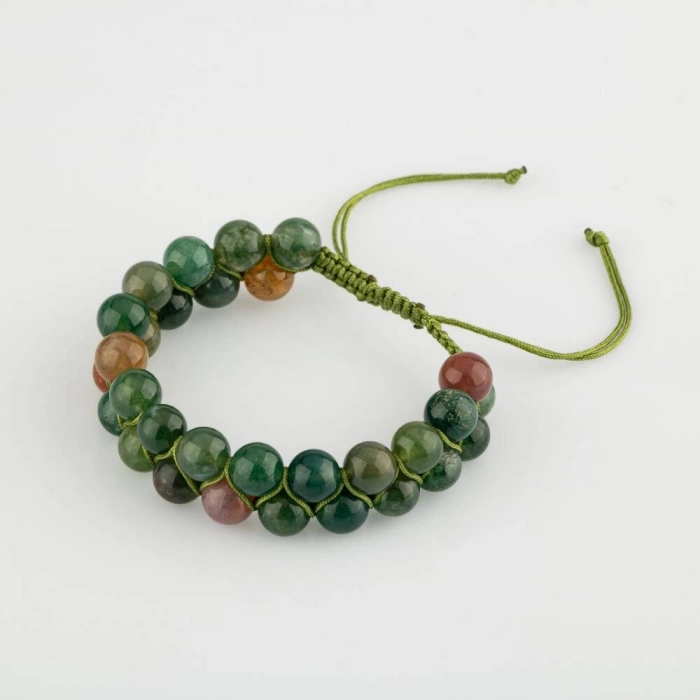 Hint Akiği 8mm Çift Sıra Makrome Doğal Taş Bileklik