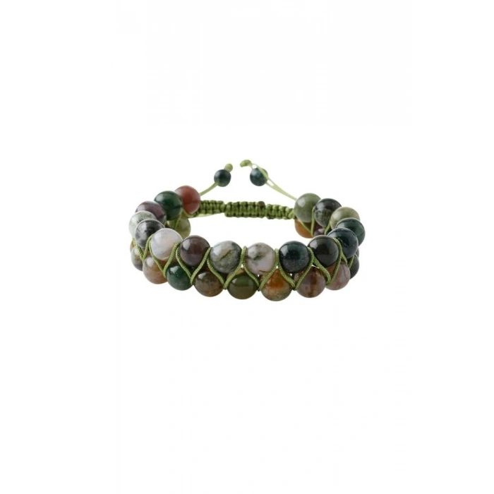 Hint Akiği 8mm Çift Sıra Makrome Doğal Taş Bileklik