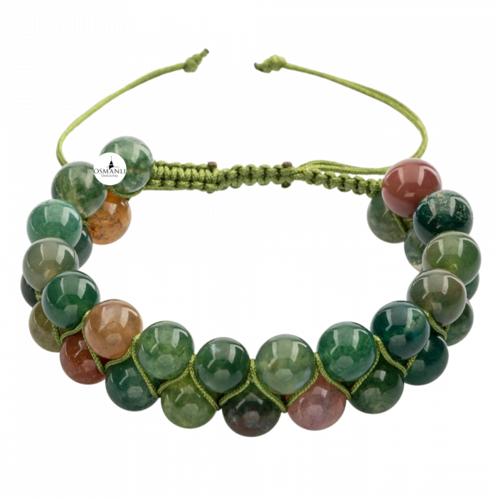 Hint Akiği 8mm Çift Sıra Makrome Doğal Taş Bileklik