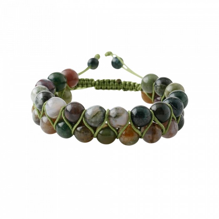 Hint Akiği 8mm Çift Sıra Makrome Doğal Taş Bileklik