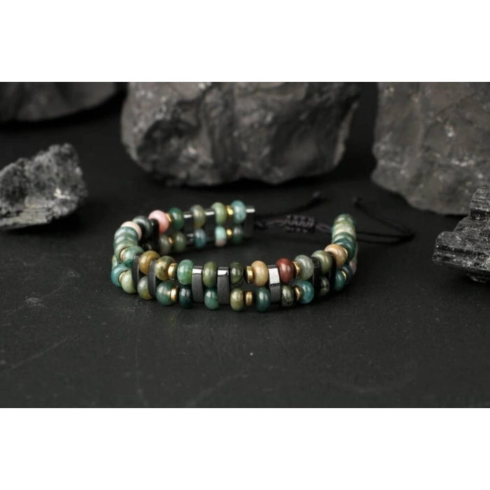 Hint Akik-Hematit Doğal Taş Bileklik