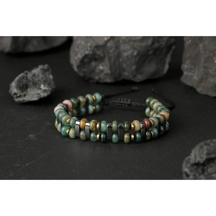 Hint Akik-Hematit Doğal Taş Bileklik