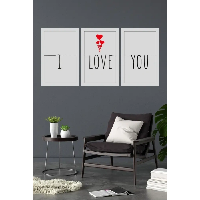 I love you 3lü Mdf Tablo