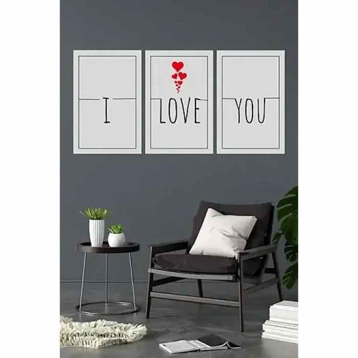 I love you 3lü Mdf Tablo
