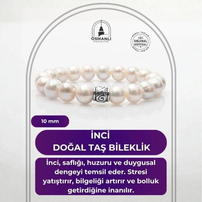 İnci 10mm Doğal Taş Bileklik