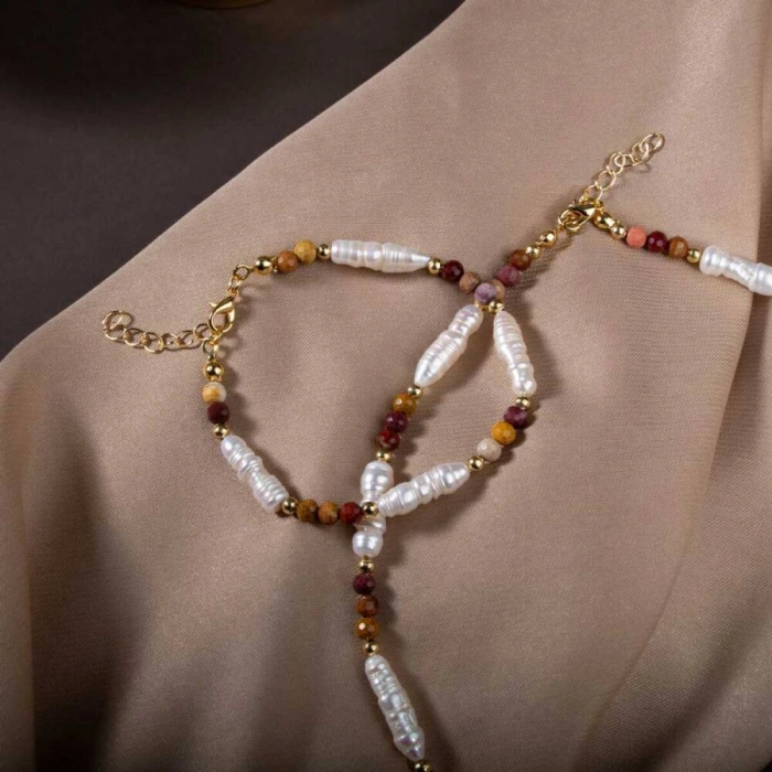 İnci-Jasper Doğal Taş Gümüş Takı Seti