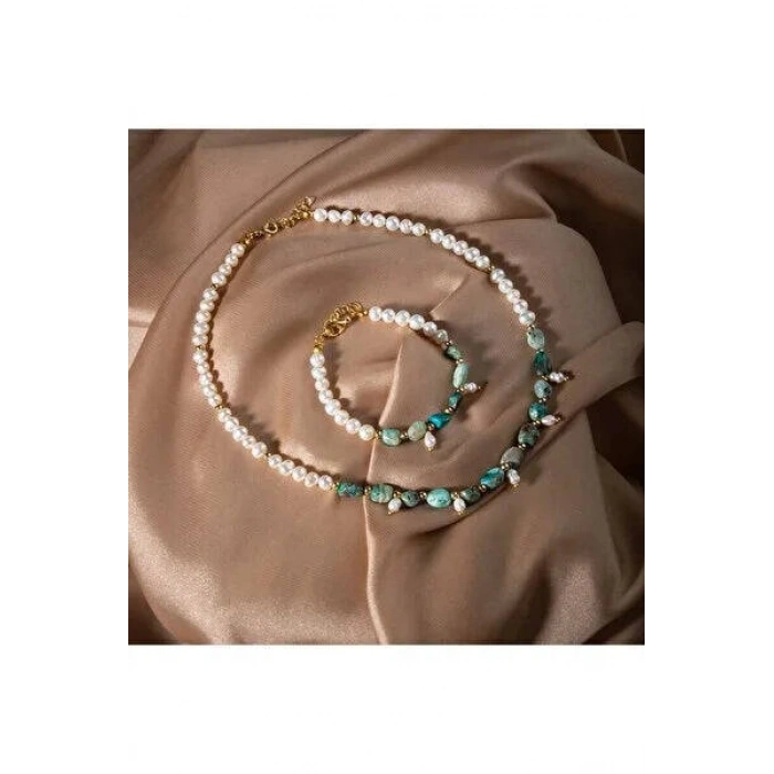 İnci-Krizokol Doğal Taş Takı Seti