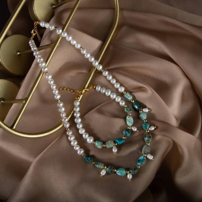 İnci-Krizokol Doğal Taş Takı Seti
