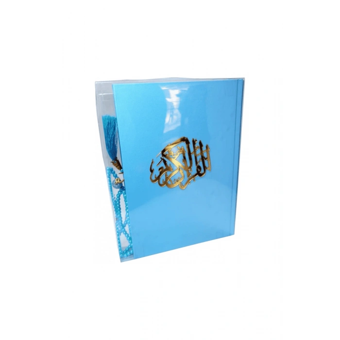 İnci Tesbihli Mavi Kuranı Kerim Orta Boy
