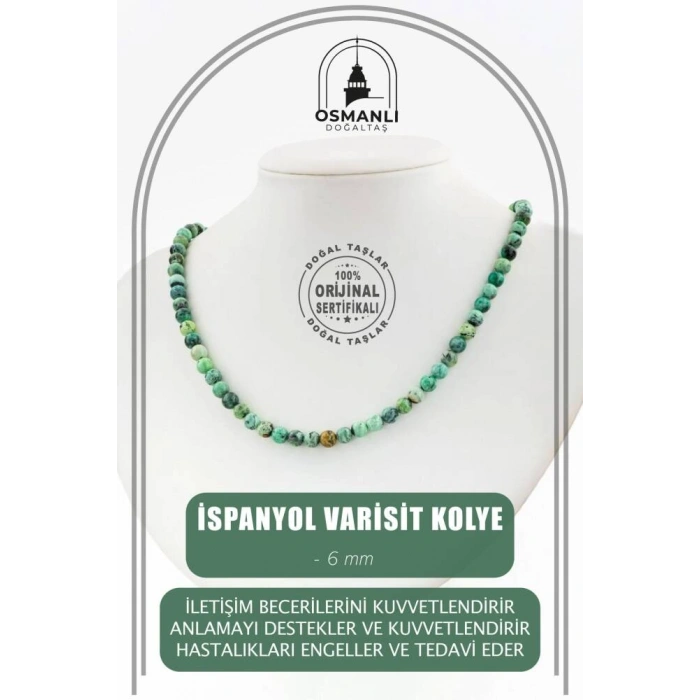 İspanyol Varisit 6 mm Dizi Doğal Taş Kolye