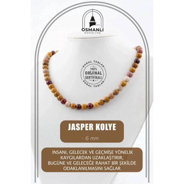 Jasper 6 mm Dizi Doğal Taş Kolye