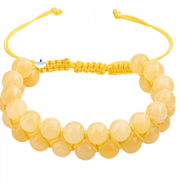 Kalsit 8mm Çift Sıra Makrome Doğal Taş Bileklik